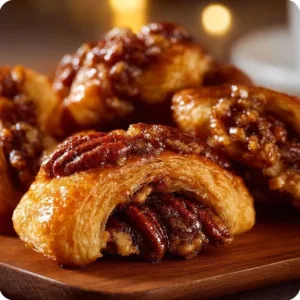 Delicious pecan pie crescents on a plate, perfect for dessert lovers.