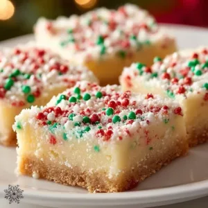 Santa's No-Bake Sugar Cookie Bars topped with colorful sprinkles and decorations