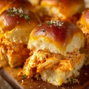 Delicious Spicy Buffalo Chicken Sliders served on a plate