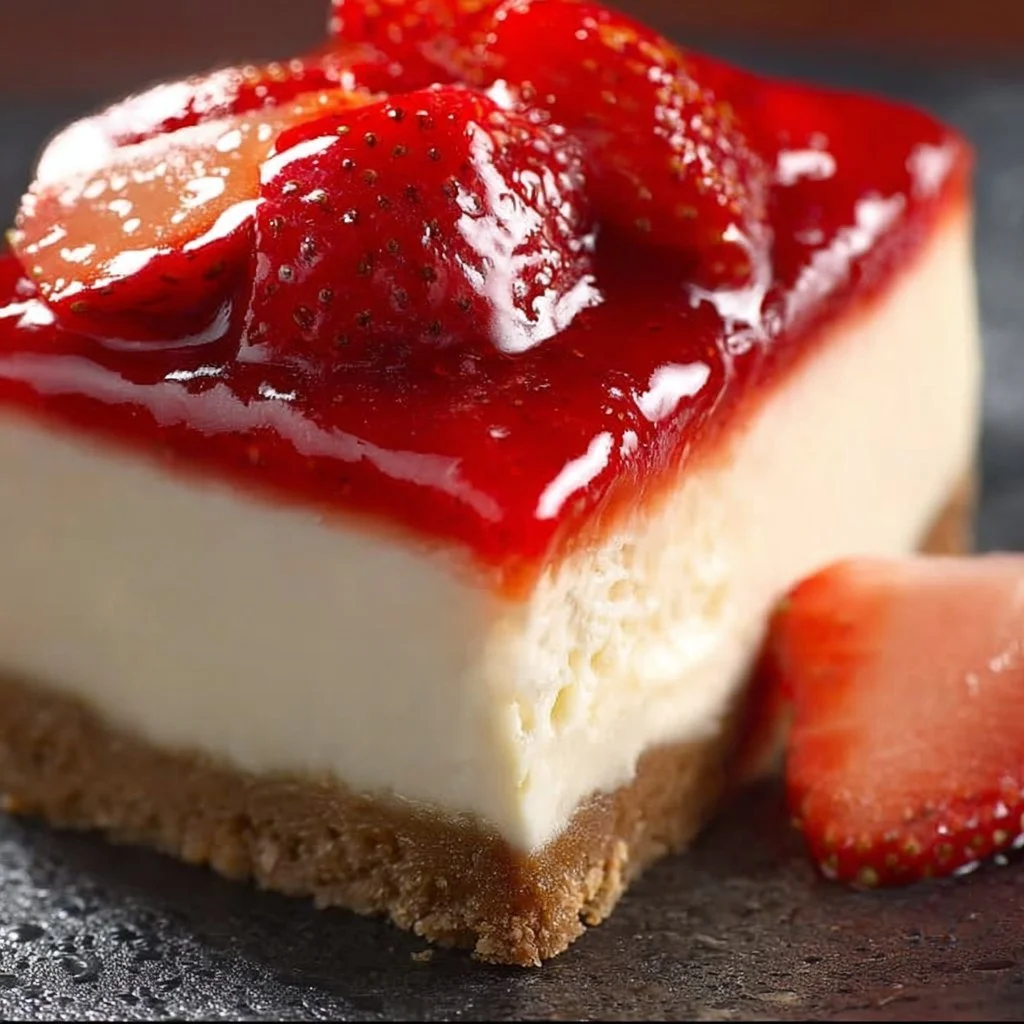 Delicious Strawberry Cheesecake Reeses dessert with creamy cheesecake and strawberries