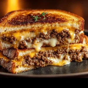 Delicious Ultimate Cheesy Ground Beef Melt served on a plate