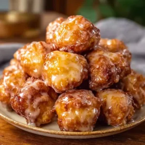 Delicious homemade apple fritter bites topped with glaze