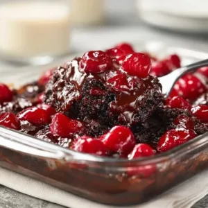 Delicious Black Forest Dump Cake with chocolate and cherries
