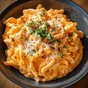 Delicious bowl of Buffalo Chicken Alfredo pasta with creamy sauce and shredded chicken