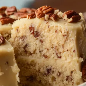 Delicious Butter Pecan Cake with nuts and creamy frosting