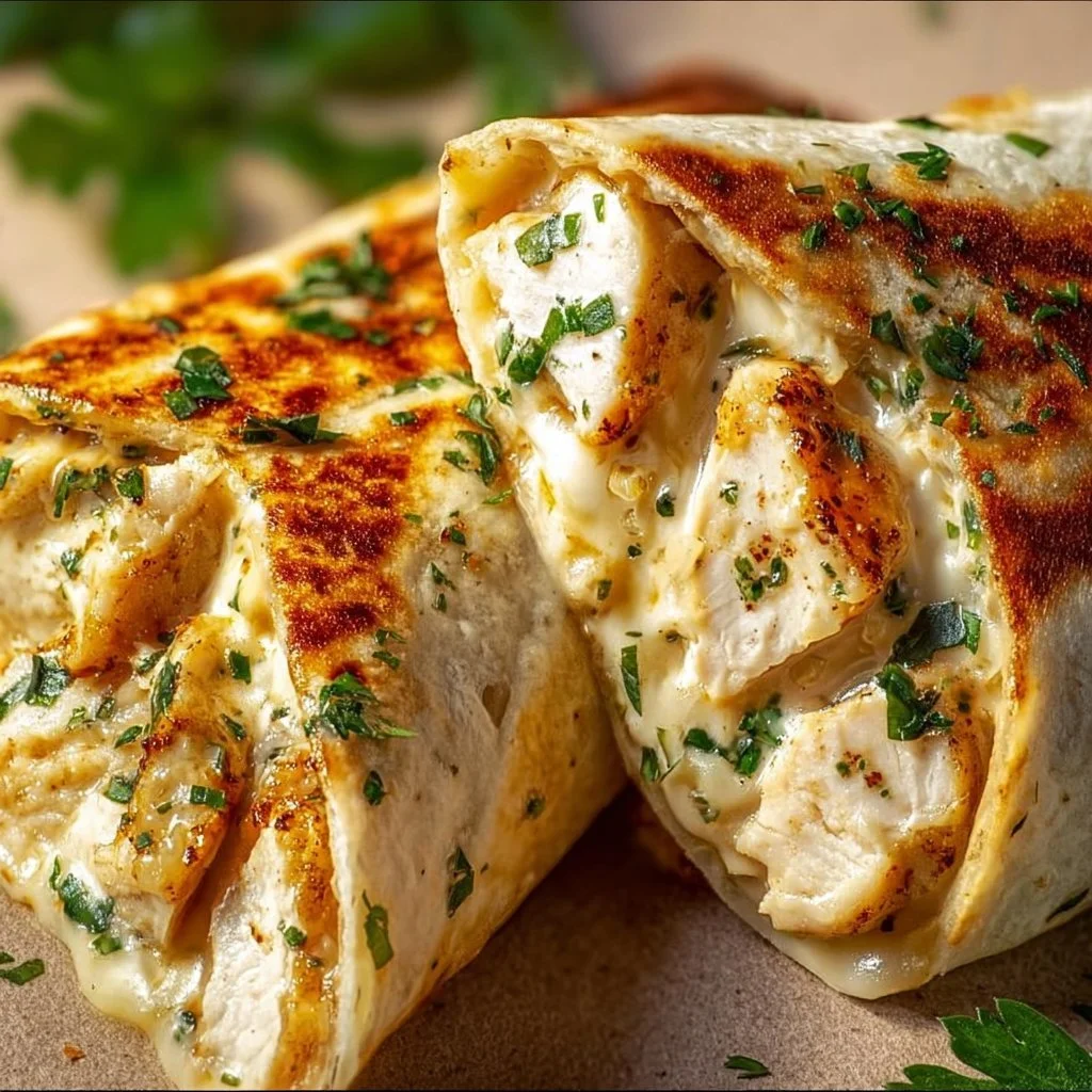 Cheesy Garlic Chicken Wraps