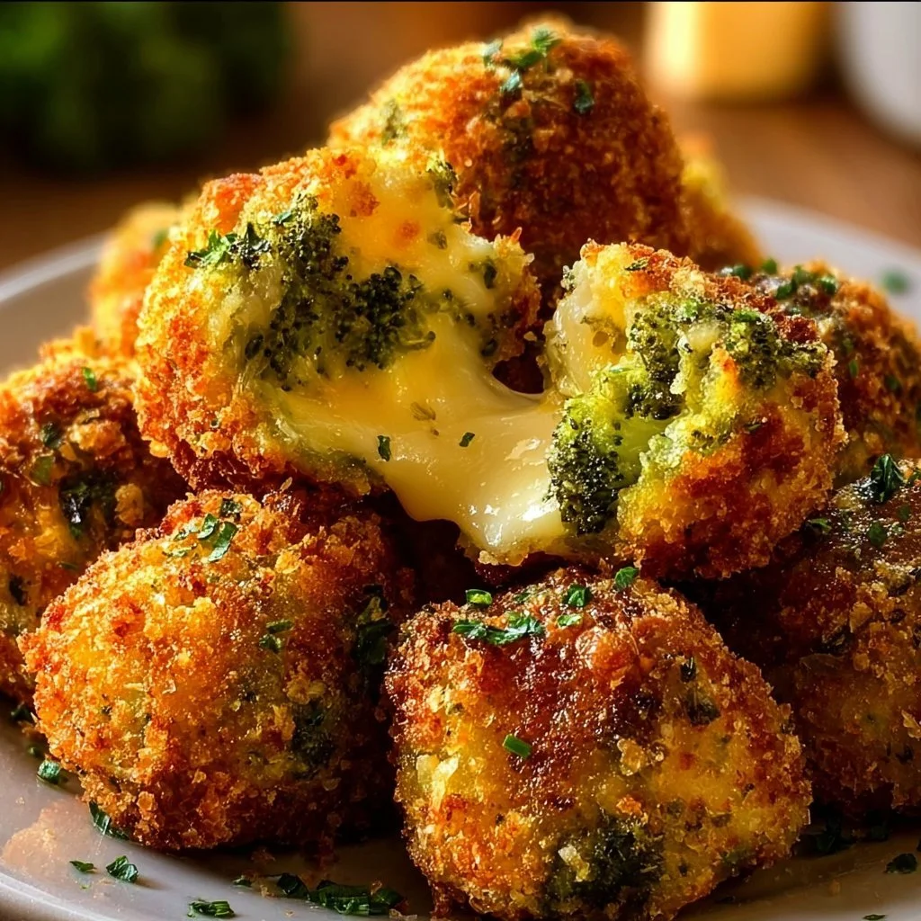 Crispy broccoli cheese balls served as a delicious appetizer.