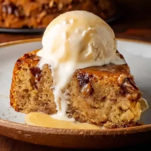 Delicious homemade date cake ready to be served on a wooden table