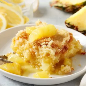 Delicious Lemon Pineapple Dump Cake fresh out of the oven.