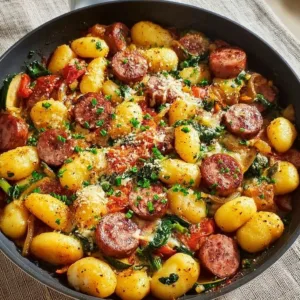 Mouthwatering Kielbasa Gnocchi Skillet with sausage and herbs