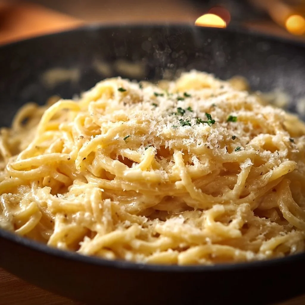 One-Pan Butter Parmesan Pasta served in a bowl with cheese and herbs