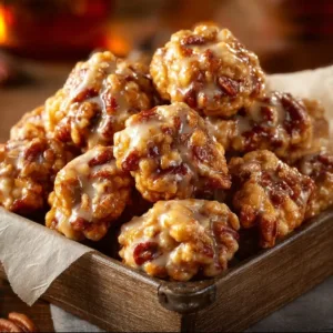 Deliciously glazed Pecan Crunch Bites for a sweet and crunchy snack