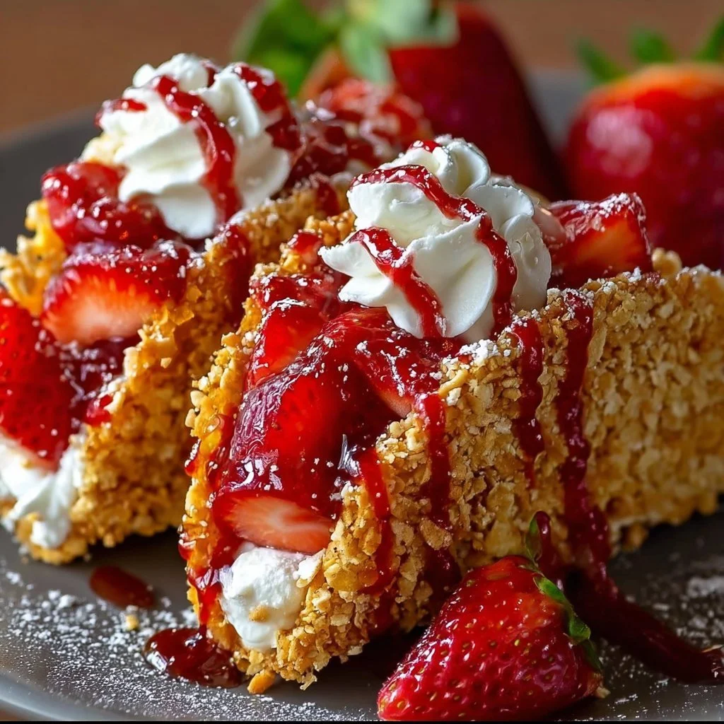Strawberry Crunch Cheesecake Tacos as a fun dessert treat