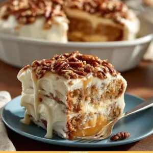 Delicious slice of Texas Tornado Cake with cream cheese swirl and pecans