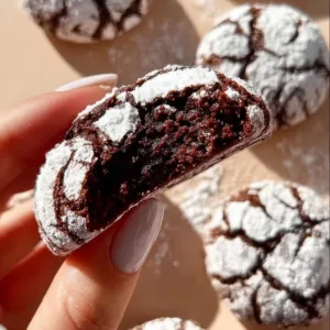 Delicious Chocolate Crinkle Cookies with a soft, chewy texture and powdered sugar coating.