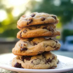 Freshly baked chocolate chip cookies on a cooling rack