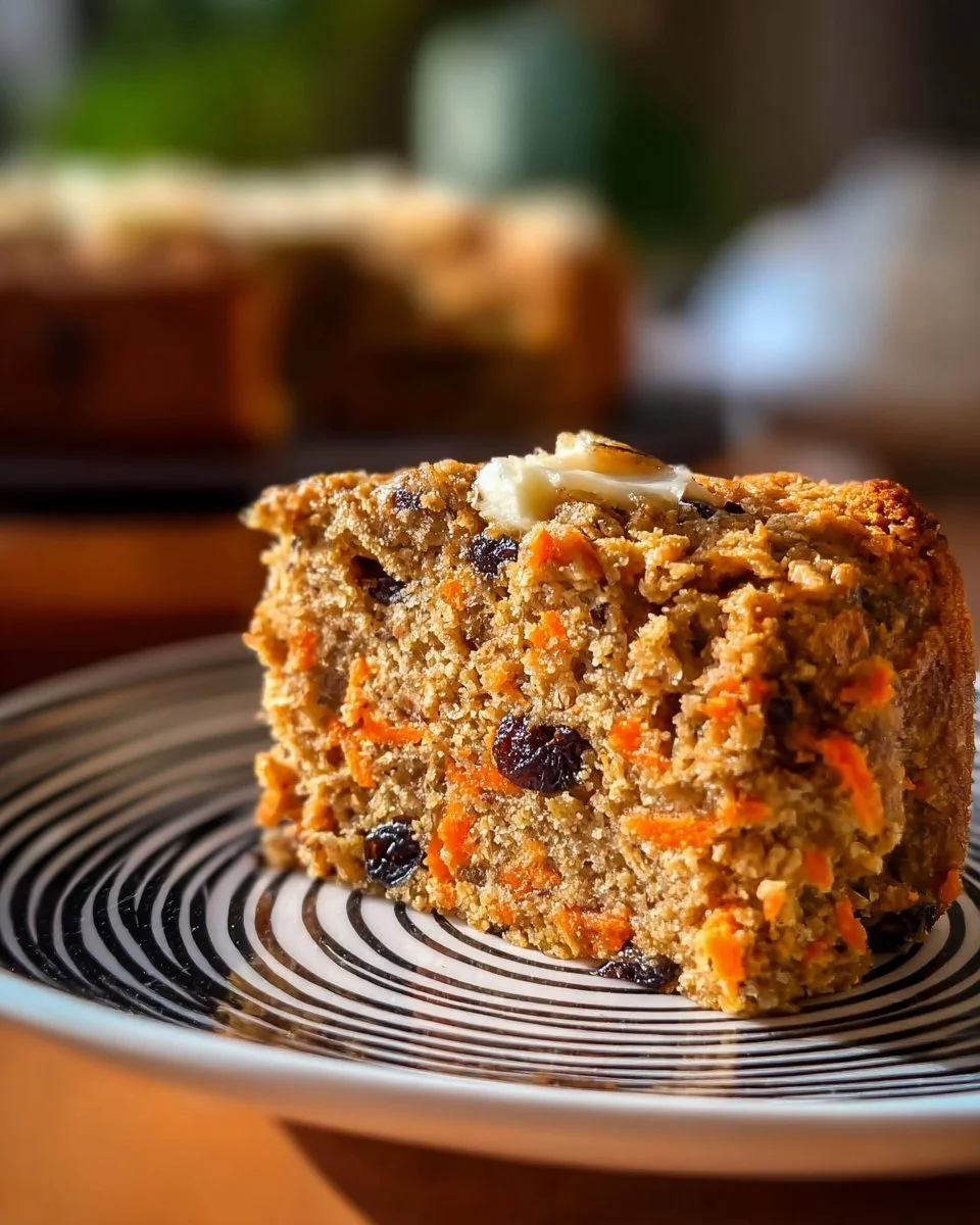 Carrot Raisin Oatmeal Yogurt Cake with fresh ingredients and a moist texture