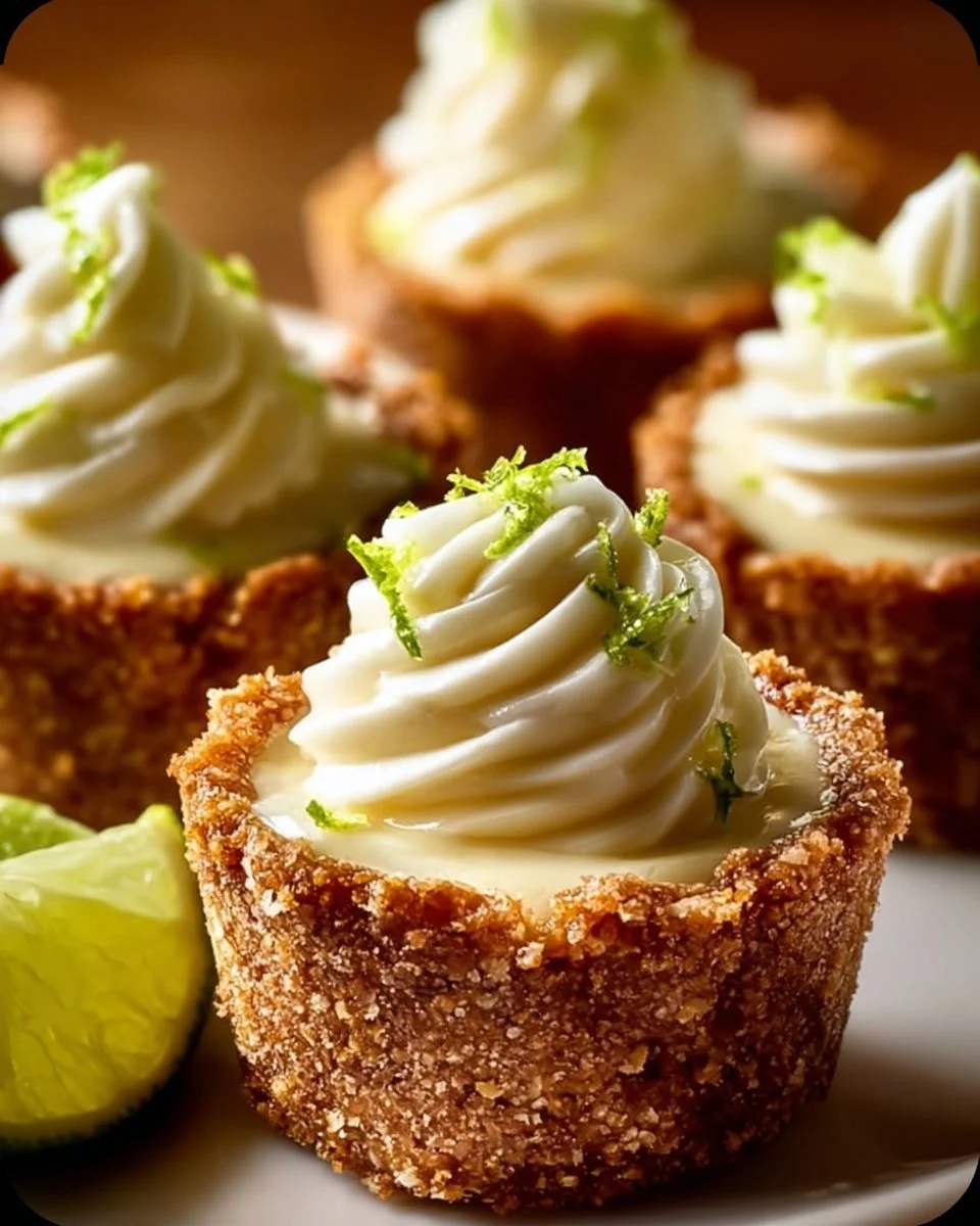 Delicious no-bake mini key lime pies served on a platter, perfect for any occasion.