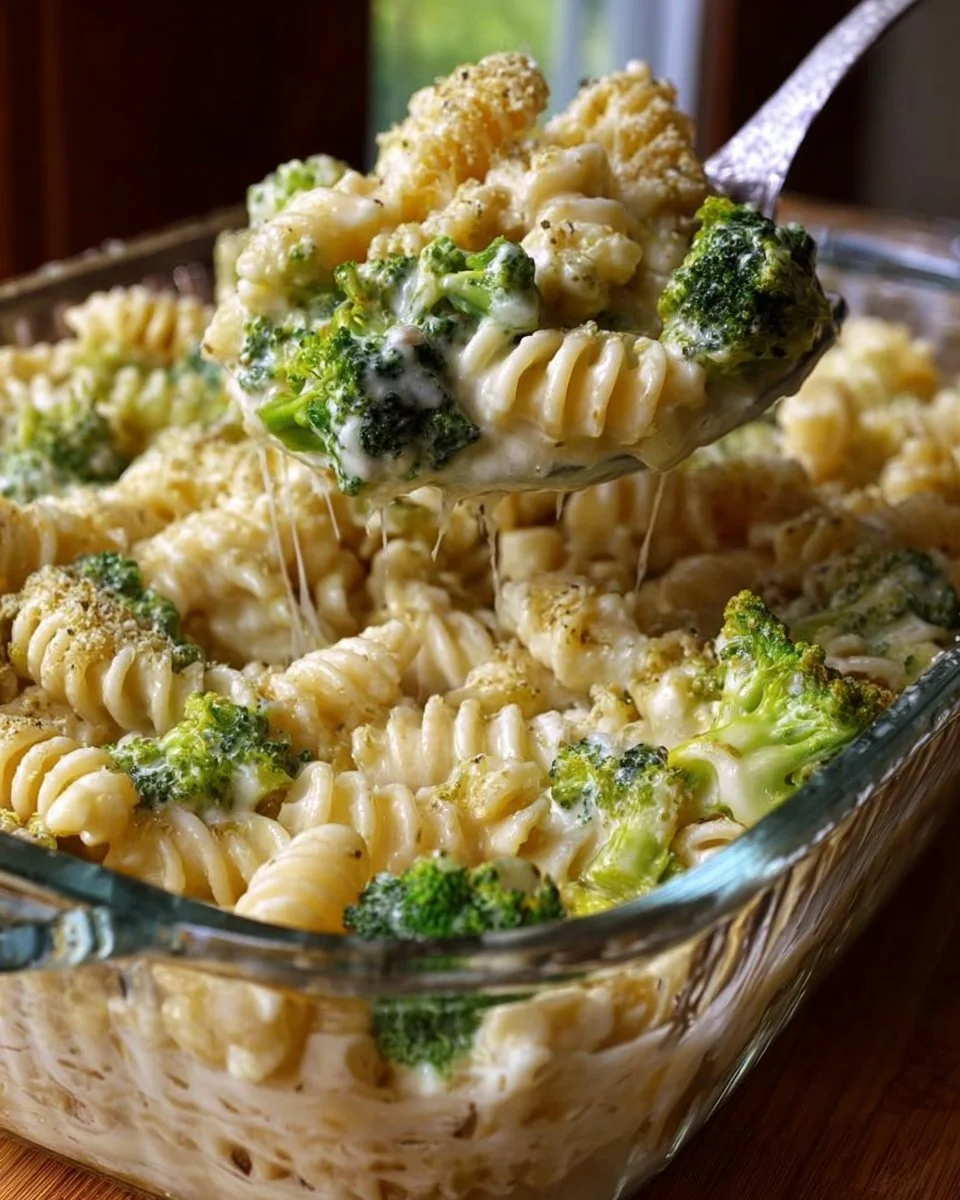 Delicious no-boil broccoli pasta bake with creamy sauce and cheese