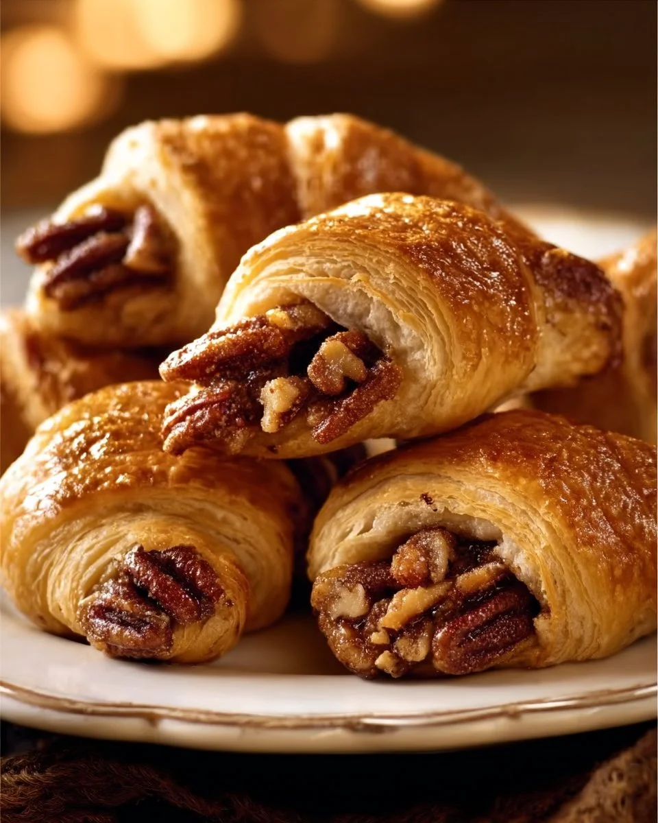 Delicious pecan pie crescents baked to perfection