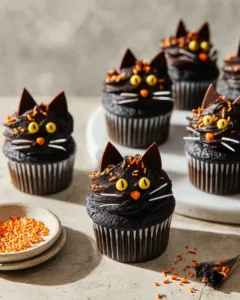 Delicious Black Velvet Cupcakes with creamy frosting on a rustic table