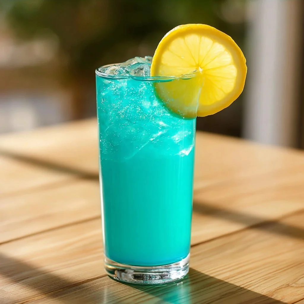A refreshing glass of blue spirulina lemonade, perfect for weight loss.