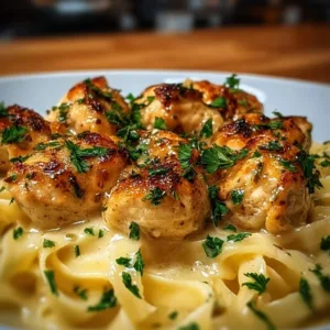 Delicious garlic butter chicken garnished with herbs and roasted vegetables.
