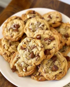 Delicious homemade cookie on a plate with chocolate chips